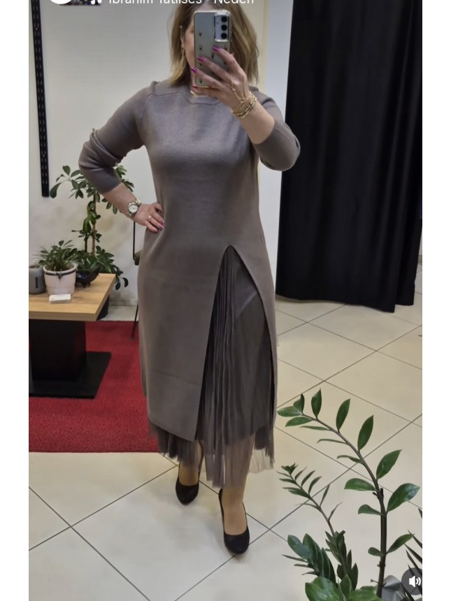 İTHAL 2 PARÇA TRİKOLU ELBİSE (RENK:GRİ)