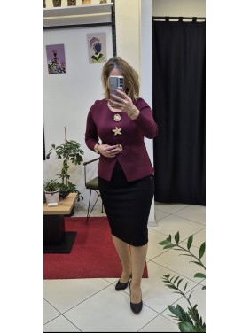 İTHAL DÜĞME DETAYLI TRİKO BLUZ (BORDO)