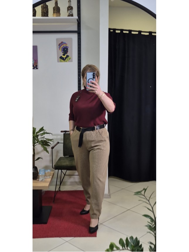 LEOPAR DESENLİ İTHAL A.KAHVE DERİ PANTOLON