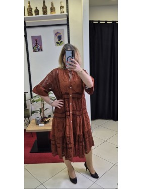 DANTELLİ KISA KOL PAMUKLU ELBİSE TARÇIN