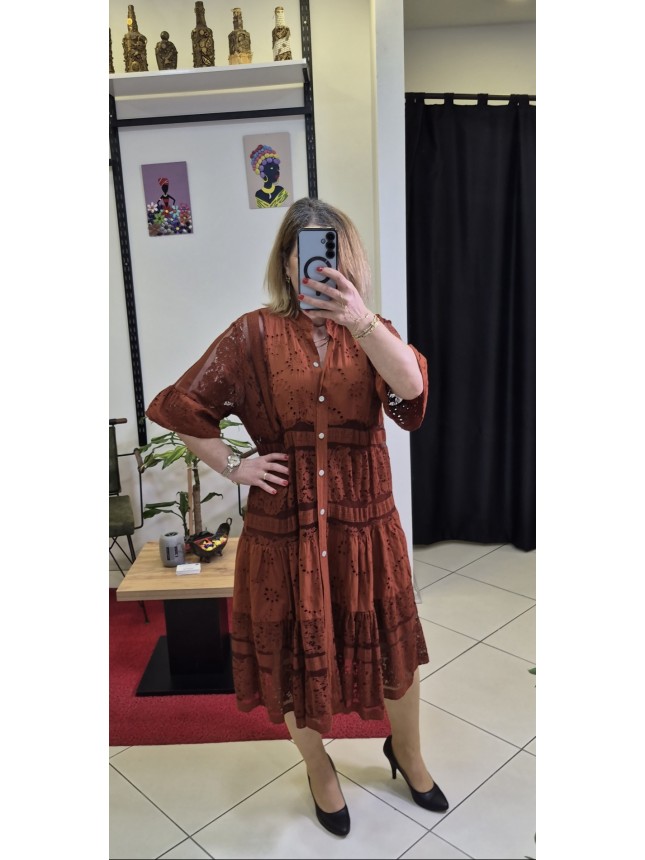 DANTELLİ KISA KOL PAMUKLU ELBİSE TARÇIN