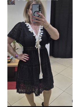 İTHAL FİSTO DETAYLI SİYAH ELBİSE