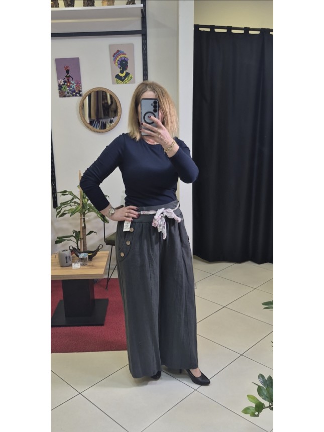 İTALYAN KETEN PANTOLON DÜĞME VE KUŞAK DETAYLI