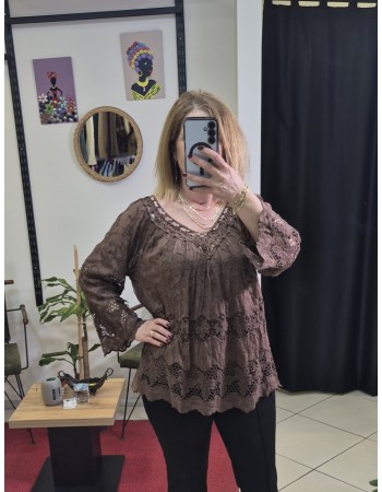 İTALYAN İPEK BLUZ KAHVE 