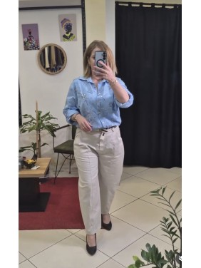 İTALYAN PAMUK NAKIŞ VE PAYET DETAYLI GÖMLEK