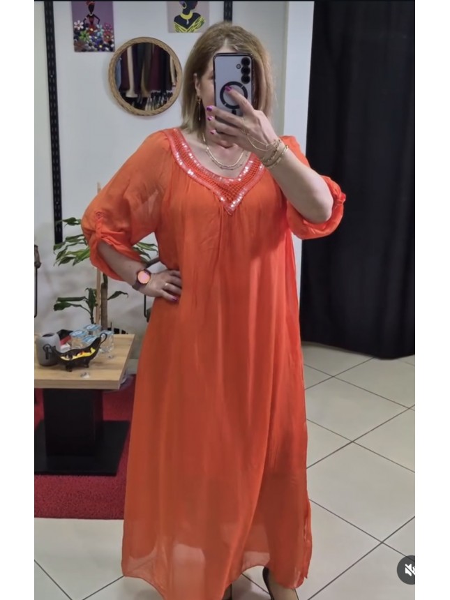 İTALYAN İPEK YAKASI PAYET DETAYLI ELBİSE