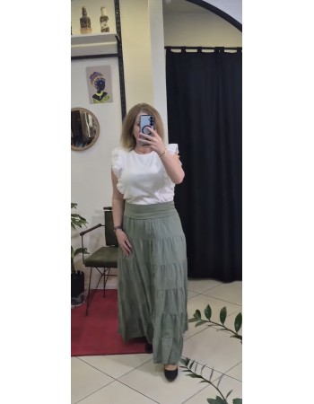 DÜZ DESEN BİYELİ PAMUKLU ETEK