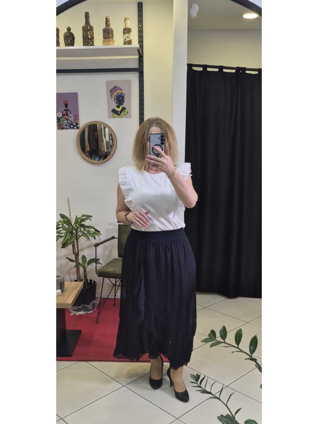 İTALYAN ASİMETRİK KESİM PİLELİ İPEK ETEK