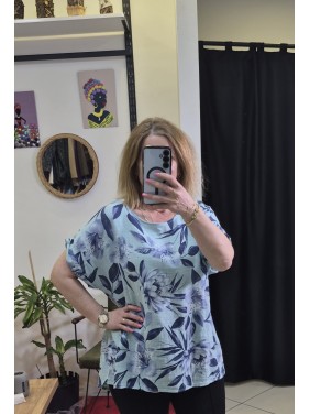 İTHAL PAMUK KETEN DESENLİ BLUZ