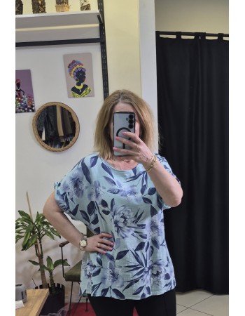 İTHAL PAMUK KETEN DESENLİ BLUZ