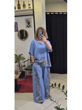 İTALYAN BASKILI KETEN TAKIM