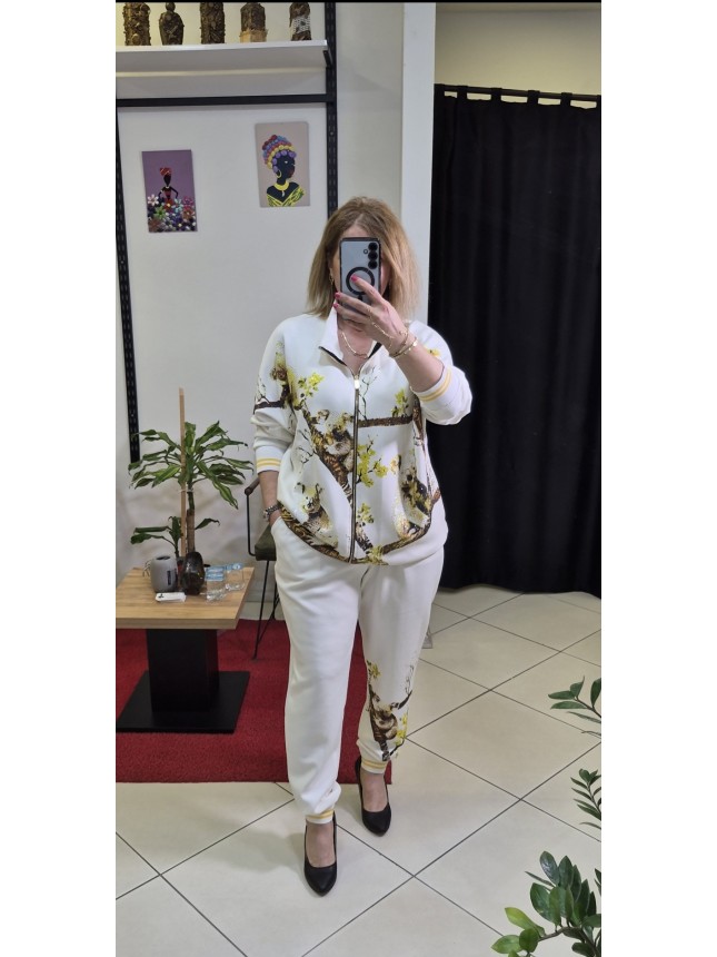 KOALA  BASKI VE TAŞ DETAYLI BEYAZ TAKIM 